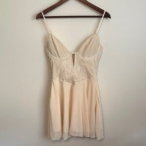 Oh Polly Cream Mini Dress with Lace Corset